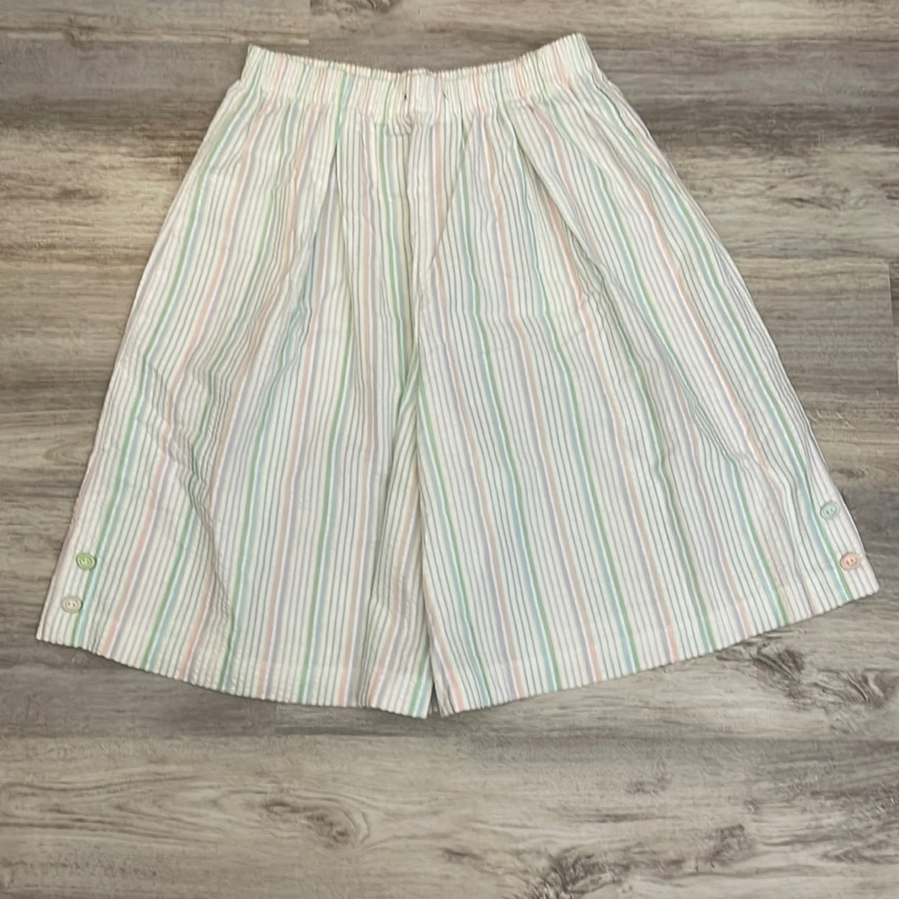 The American Collection Ltd. Pastel Striped Pull On Elastic Waist Shorts Size 18